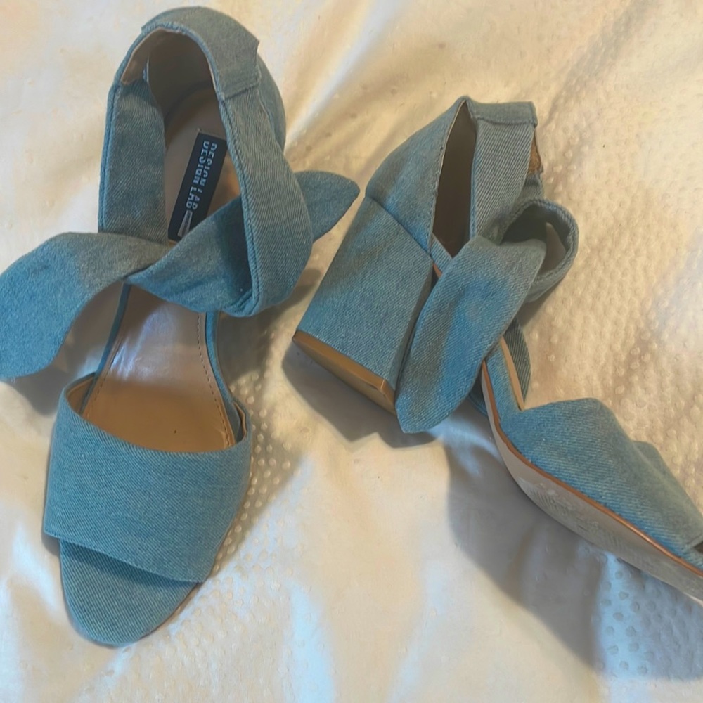 Lt Blue Fabric Sandals